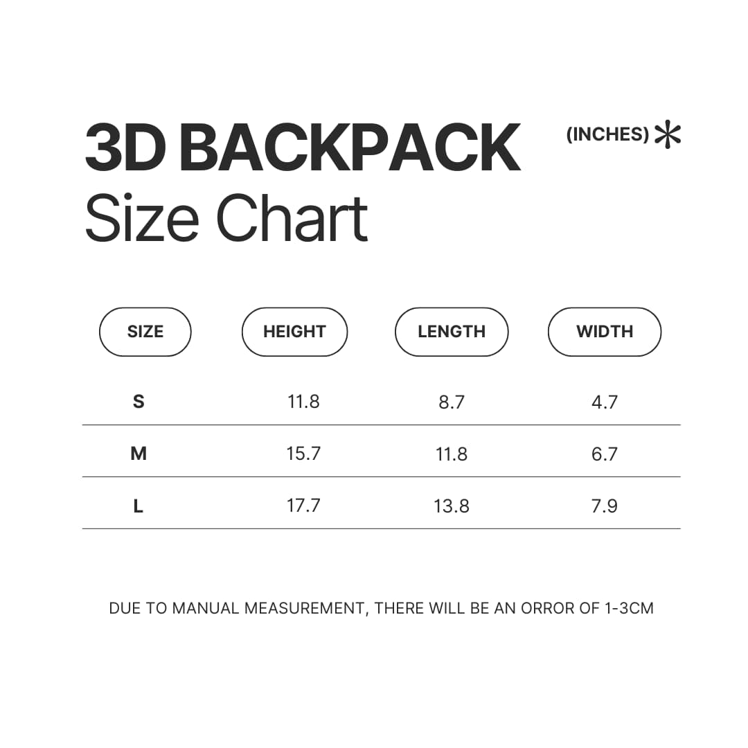 3D Backpack Size Chart - Beagle Gifts UK