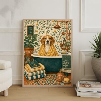 Beagle Bathtub Cozy Home Wall Art