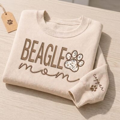 Beagle Mom Paw Embroidered Sweatshirt
