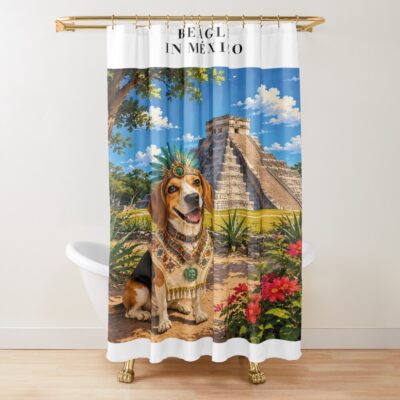 Beagle Vintage Artwork Shower Curtain