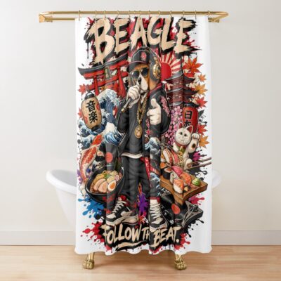 Beagle Retro Design Shower Curtain